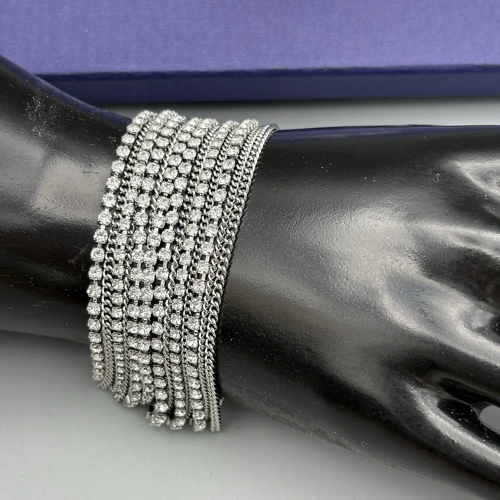 NEW Swarovski Bracelet Multi Strand Glam Rhodium Plated 7